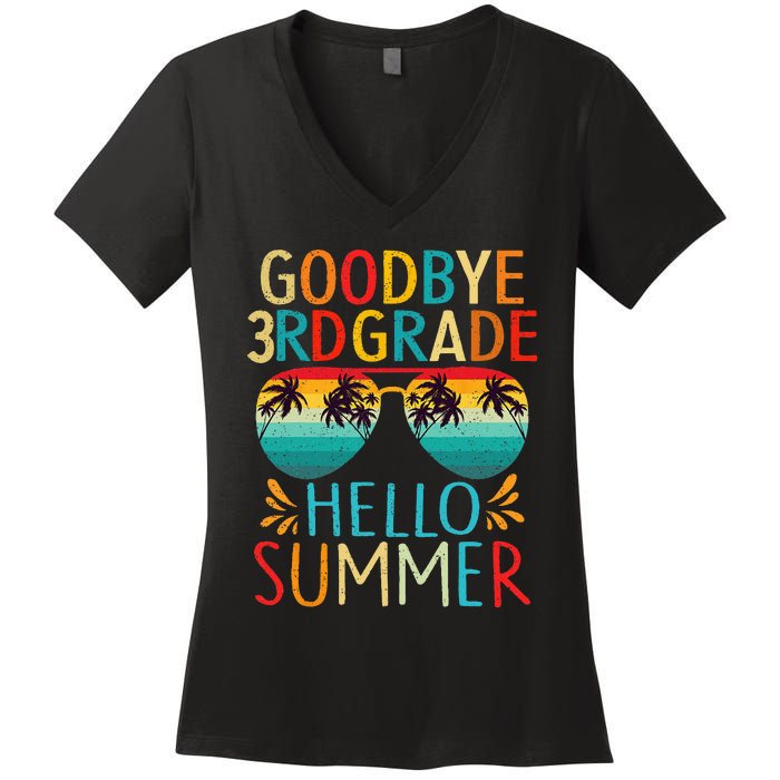 Goodbye 3rd Grade Hello Summer Last Day Of School Kids Women's V-Neck T-Shirt