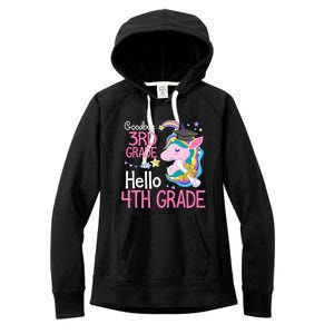 Goodbye 3rd Grade Hello 4th Grade Cute Unicorn Girl Women's Fleece Hoodie