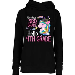 Goodbye 3rd Grade Hello 4th Grade Cute Unicorn Girl Womens Funnel Neck Pullover Hood