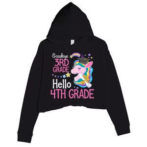 Goodbye 3rd Grade Hello 4th Grade Cute Unicorn Girl Crop Fleece Hoodie