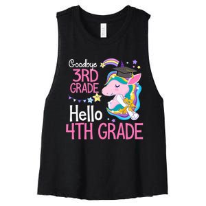 Goodbye 3rd Grade Hello 4th Grade Cute Unicorn Girl Women's Racerback Cropped Tank