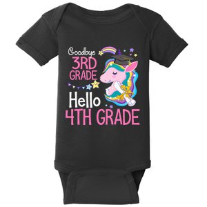 Goodbye 3rd Grade Hello 4th Grade Cute Unicorn Girl Baby Bodysuit