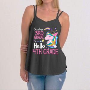 Goodbye 3rd Grade Hello 4th Grade Cute Unicorn Girl Women's Strappy Tank