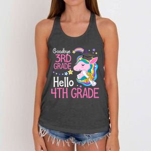 Goodbye 3rd Grade Hello 4th Grade Cute Unicorn Girl Women's Knotted Racerback Tank