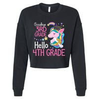 Goodbye 3rd Grade Hello 4th Grade Cute Unicorn Girl Cropped Pullover Crew