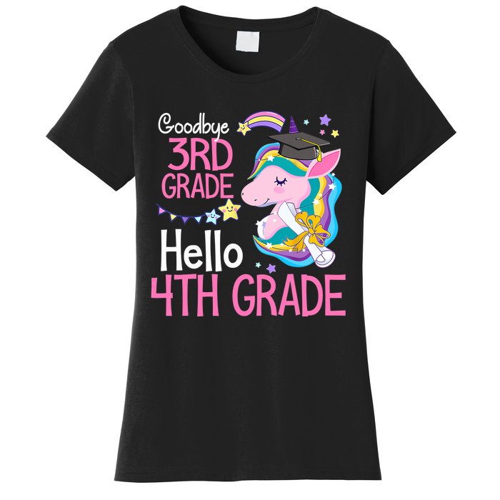 Goodbye 3rd Grade Hello 4th Grade Cute Unicorn Girl Women's T-Shirt