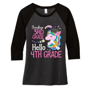 Goodbye 3rd Grade Hello 4th Grade Cute Unicorn Girl Women's Tri-Blend 3/4-Sleeve Raglan Shirt