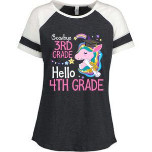 Goodbye 3rd Grade Hello 4th Grade Cute Unicorn Girl Enza Ladies Jersey Colorblock Tee