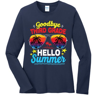 Goodbye 3rd Grade Hello Summer Graduation Last Day Of School Ladies Long Sleeve Shirt