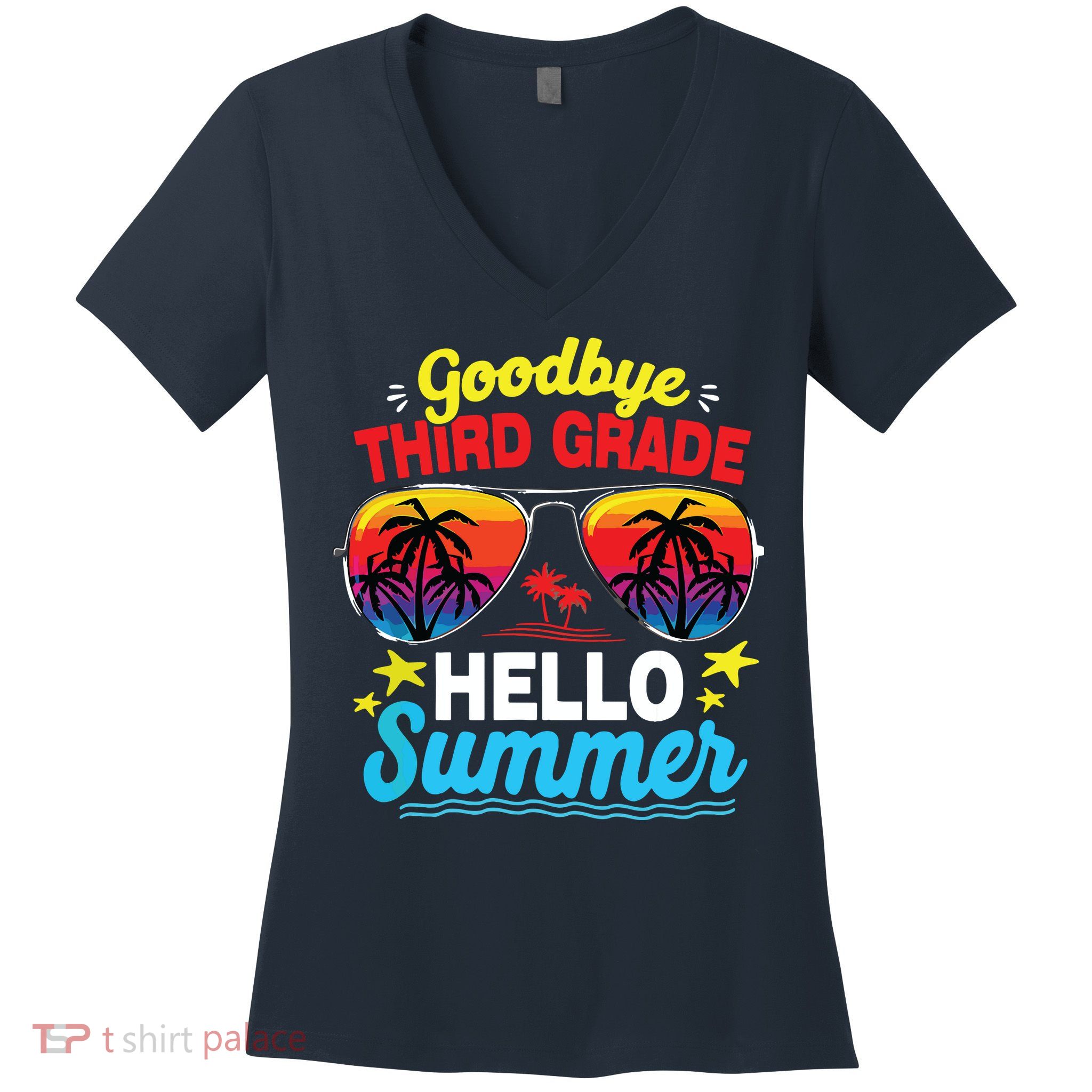 Goodbye 3rd Grade Hello Summer Graduation Last Day Of School Women's V-Neck T-Shirt