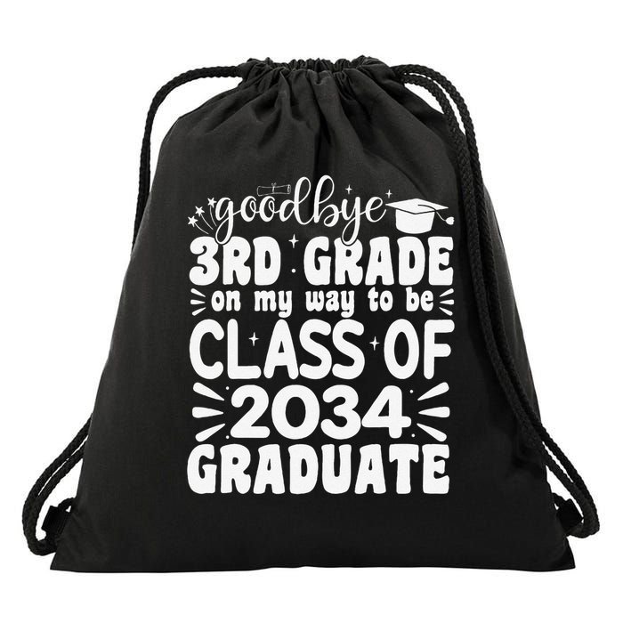 Goodbye 3rd Grade Clas Of 2034 Graduate 3rd Grade Drawstring Bag