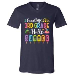 Goodbye 3rd Grade Hello Summer Popsicle Ice Last Day V-Neck T-Shirt