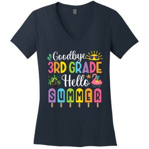 Goodbye 3rd Grade Hello Summer Popsicle Ice Last Day Women's V-Neck T-Shirt