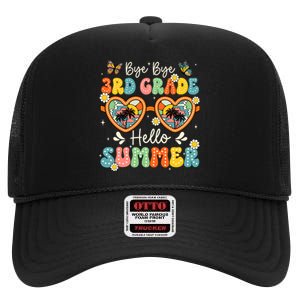 Goodbye 3rd Grade Hello Summer Last Day Of School Boy High Crown Mesh Back Trucker Hat