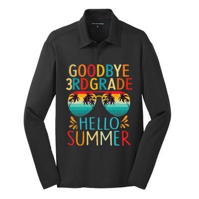 Goodbye 3rd Grade Hello Summer Last Day of School Silk Touch Performance Long Sleeve Polo