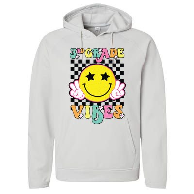 Girl 3rd Grade Vibes Smile Face Back To School Third Grade Performance Fleece Hoodie