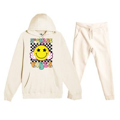 Girl 3rd Grade Vibes Smile Face Back To School Third Grade Premium Hooded Sweatsuit Set