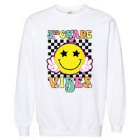 Girl 3rd Grade Vibes Smile Face Back To School Third Grade Garment-Dyed Sweatshirt