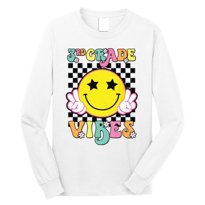 Girl 3rd Grade Vibes Smile Face Back To School Third Grade Long Sleeve Shirt