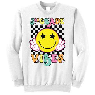 Girl 3rd Grade Vibes Smile Face Back To School Third Grade Sweatshirt