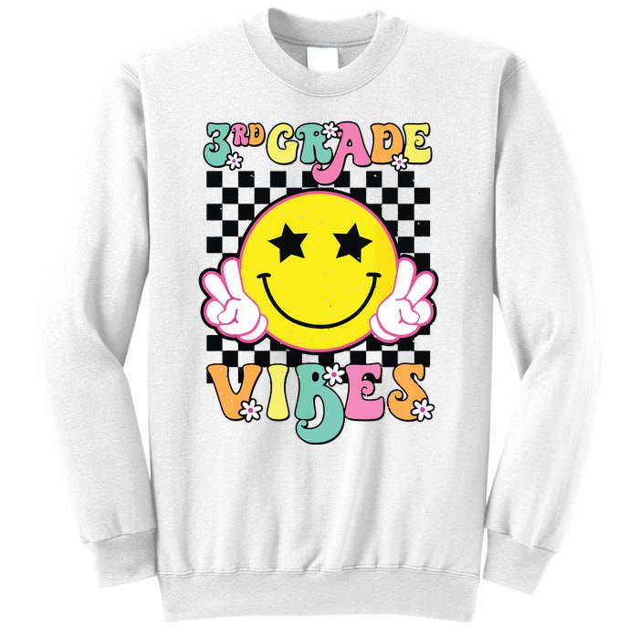 Girl 3rd Grade Vibes Smile Face Back To School Third Grade Sweatshirt