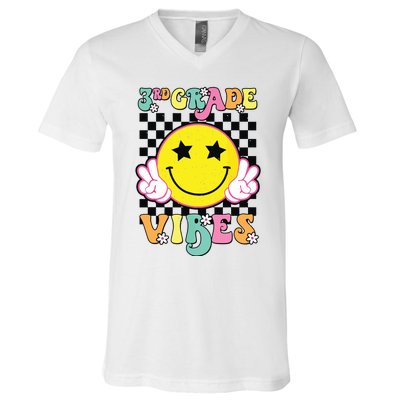 Girl 3rd Grade Vibes Smile Face Back To School Third Grade V-Neck T-Shirt