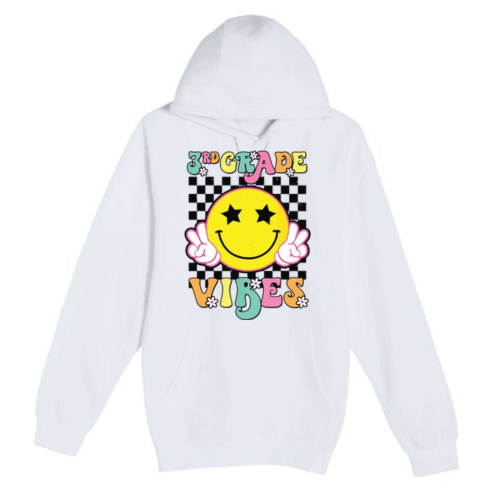 Girl 3rd Grade Vibes Smile Face Back To School Third Grade Premium Pullover Hoodie