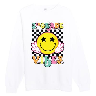 Girl 3rd Grade Vibes Smile Face Back To School Third Grade Premium Crewneck Sweatshirt