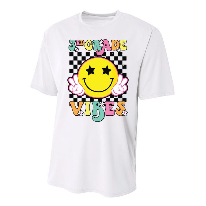 Girl 3rd Grade Vibes Smile Face Back To School Third Grade Performance Sprint T-Shirt