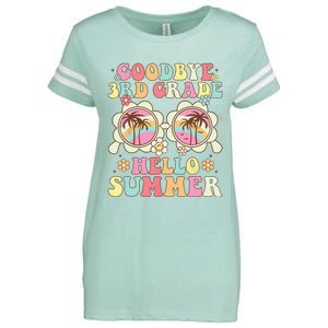 Goodbye 3rd Grade Hello Summer Groovy Third Grade Graduate Enza Ladies Jersey Football T-Shirt