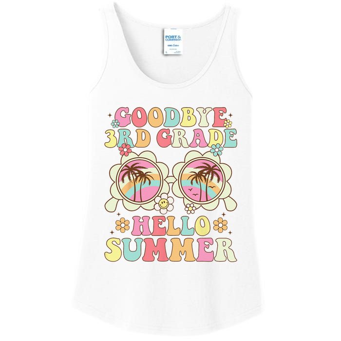 Goodbye 3rd Grade Hello Summer Groovy Third Grade Graduate Ladies Essential Tank