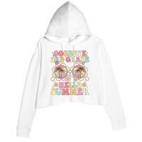 Goodbye 3rd Grade Hello Summer Groovy Third Grade Graduate Crop Fleece Hoodie