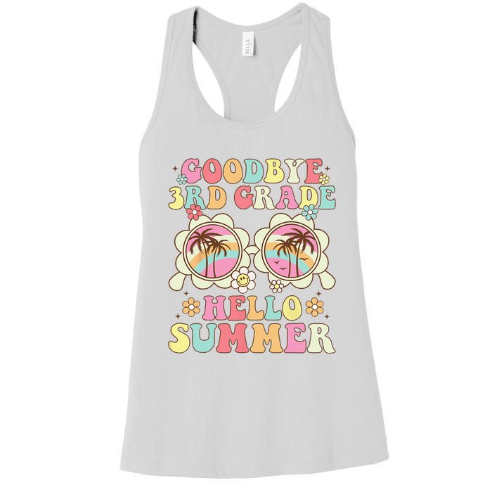 Goodbye 3rd Grade Hello Summer Groovy Third Grade Graduate Women's Racerback Tank