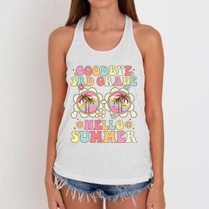 Goodbye 3rd Grade Hello Summer Groovy Third Grade Graduate Women's Knotted Racerback Tank