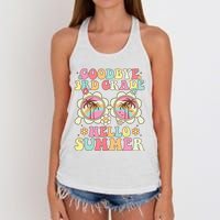 Goodbye 3rd Grade Hello Summer Groovy Third Grade Graduate Women's Knotted Racerback Tank