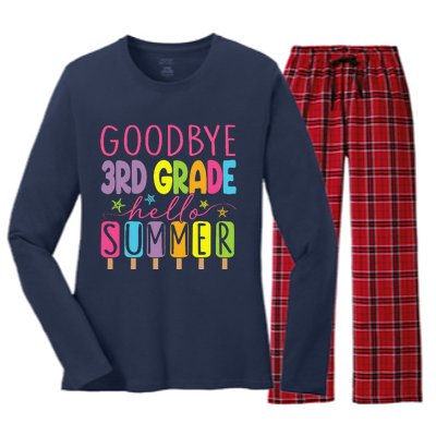 Goodbye 3rd Grade Hello Summer Last Day Of School Graduation Women's Long Sleeve Flannel Pajama Set 