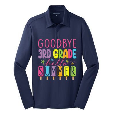 Goodbye 3rd Grade Hello Summer Last Day Of School Graduation Silk Touch Performance Long Sleeve Polo