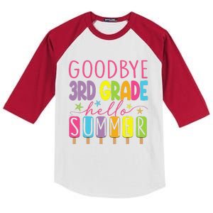 Goodbye 3rd Grade Hello Summer Last Day Of School Graduation Kids Colorblock Raglan Jersey