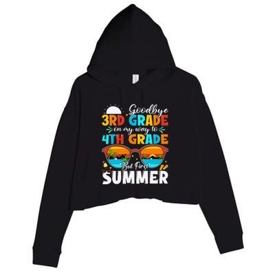 Goodbye 3rd Grade Graduation To 4th Grade Hello Summer Crop Fleece Hoodie