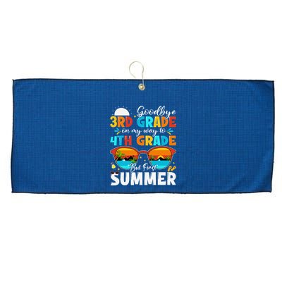 Goodbye 3rd Grade Graduation To 4th Grade Hello Summer Large Microfiber Waffle Golf Towel