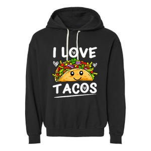 Graphic 365 I Love Tacos Tee Cinco De Mayo Taco Garment-Dyed Fleece Hoodie