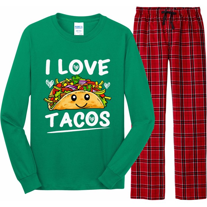 Graphic 365 I Love Tacos Tee Cinco De Mayo Taco Long Sleeve Pajama Set