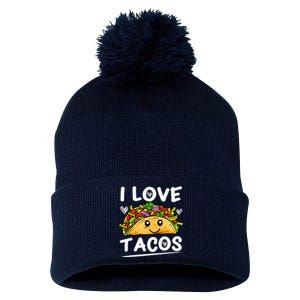 Graphic 365 I Love Tacos Tee Cinco De Mayo Taco Pom Pom 12in Knit Beanie