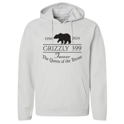 Grizzly 399 In Memory Of Bear Performance Fleece Hoodie