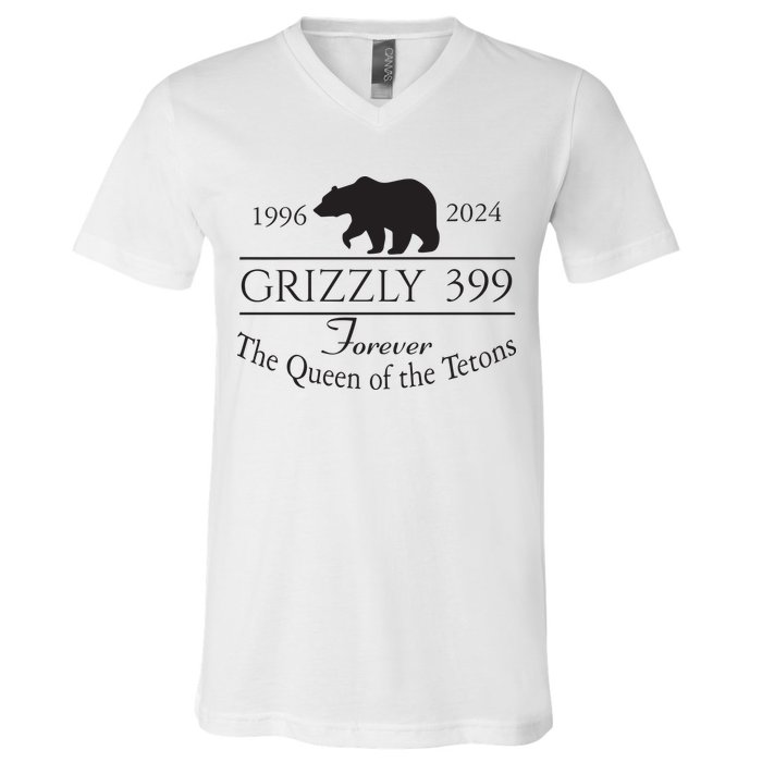 Grizzly 399 In Memory Of Bear V-Neck T-Shirt