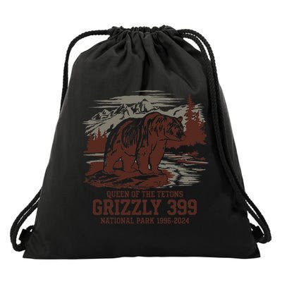 Grizzly 399 National Park Preserve Queen Of The Tetons Drawstring Bag