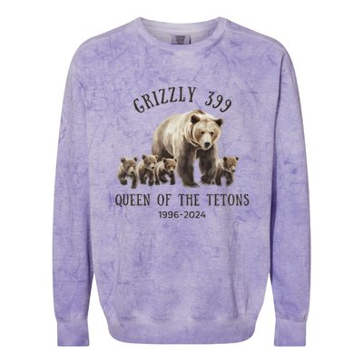 Grizzly 399 Queen Of The Tetons National Park Bear Colorblast Crewneck Sweatshirt