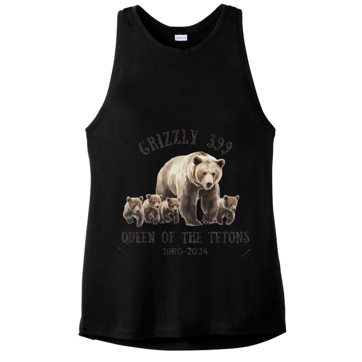 Grizzly 399 Queen Of The Tetons National Park Bear Ladies PosiCharge Tri-Blend Wicking Tank