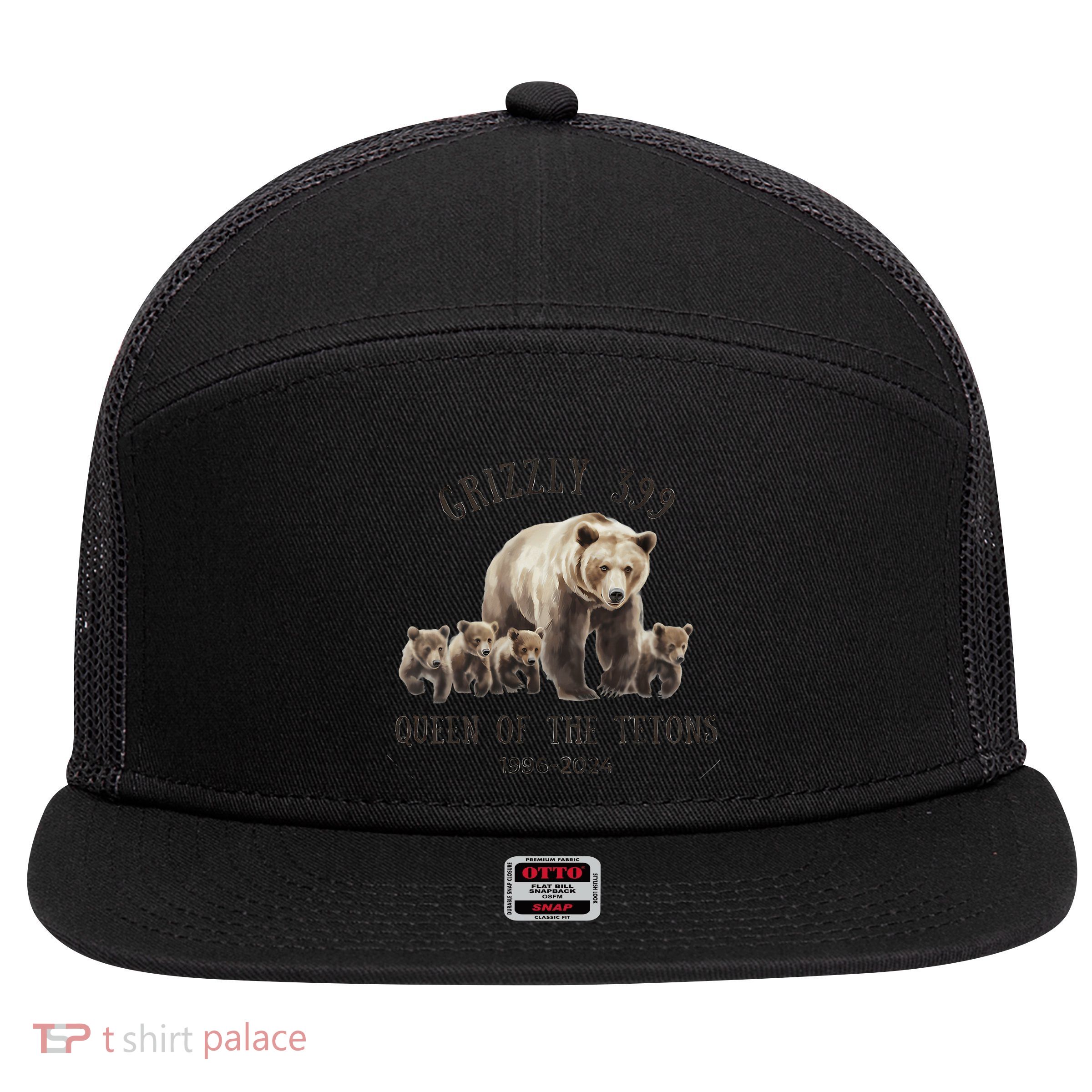 Grizzly 399 Queen Of The Tetons National Park Bear 7 Panel Mesh Trucker Snapback Hat
