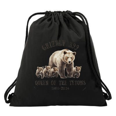 Grizzly 399 Queen Of The Tetons National Park Bear Drawstring Bag